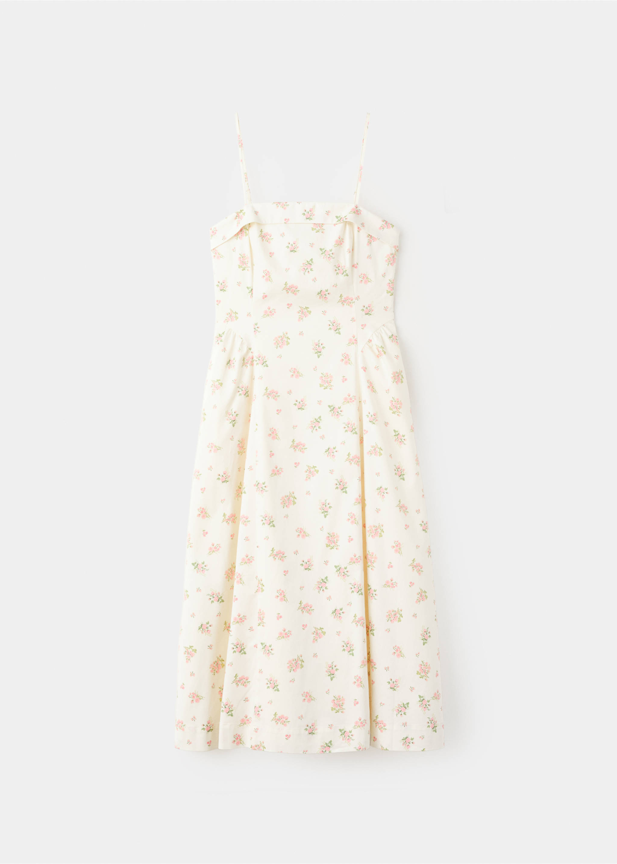 Floral-print flared dress - Article without model, Ecru. Ref: 27029061-00.