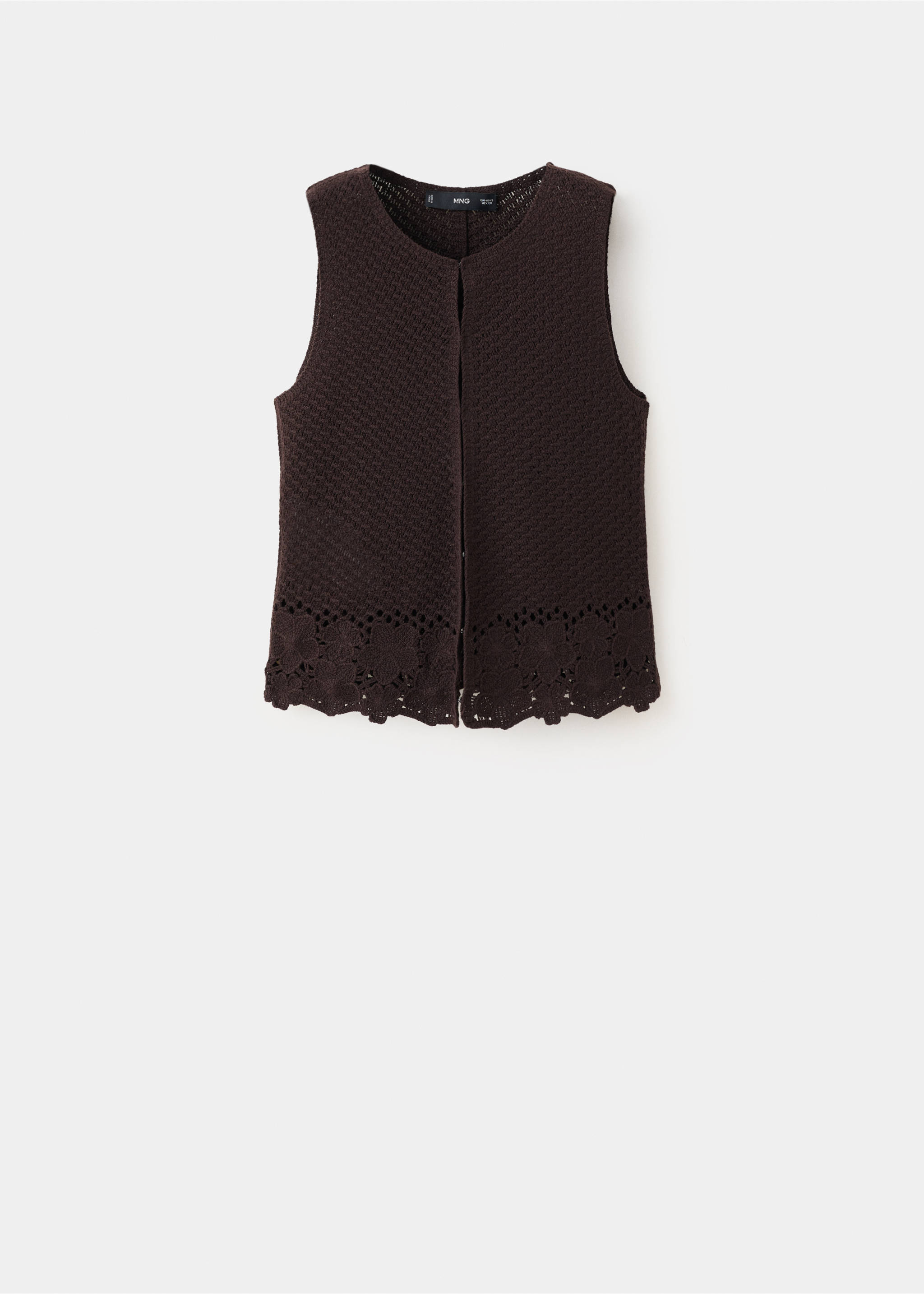 Crochet cotton gilet - Article without model, Brown. Ref: 27029063-00.