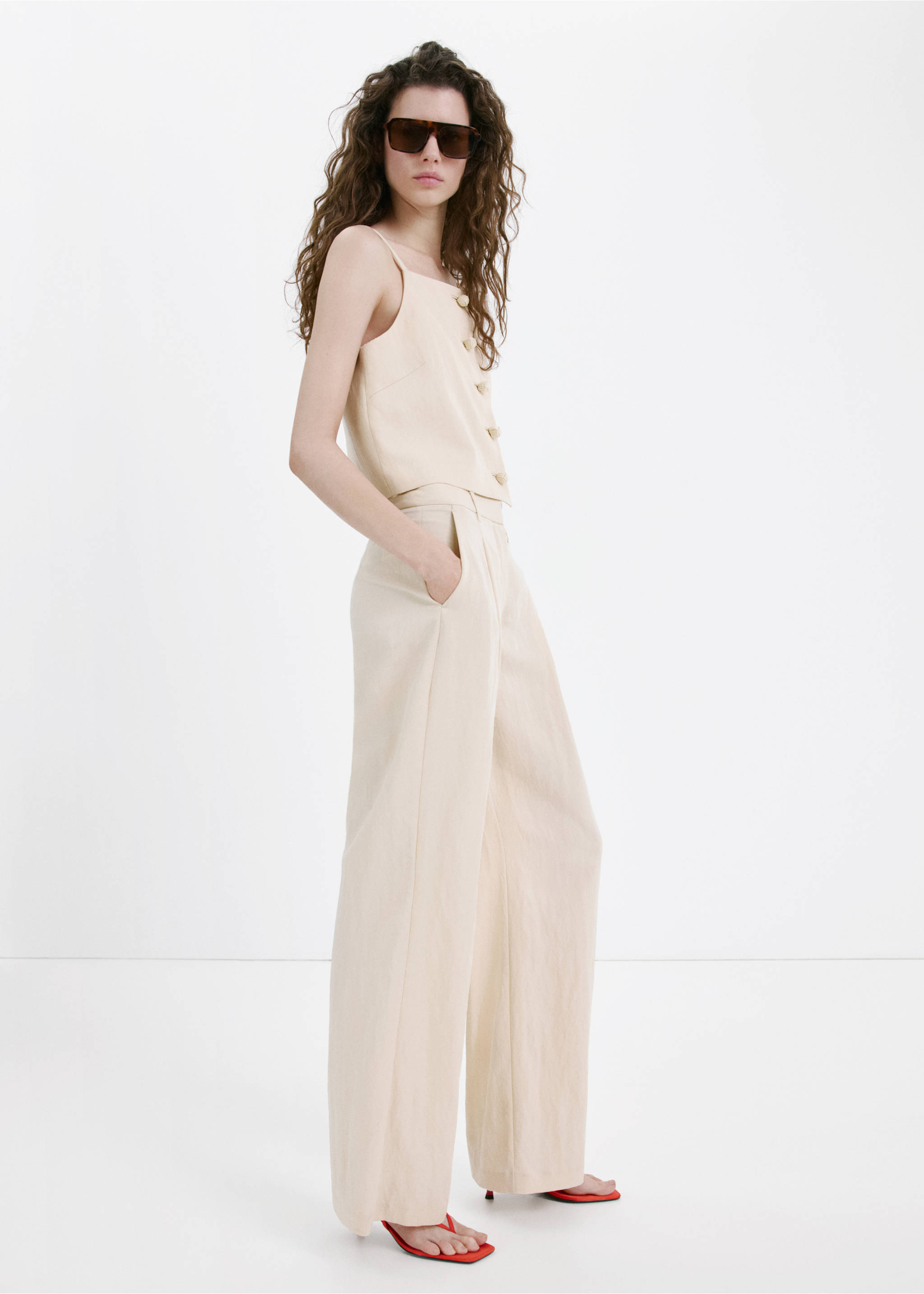 Mid-rise lyocell trousers - General plane, Light/Pastel Grey. Ref: 27029064-00.