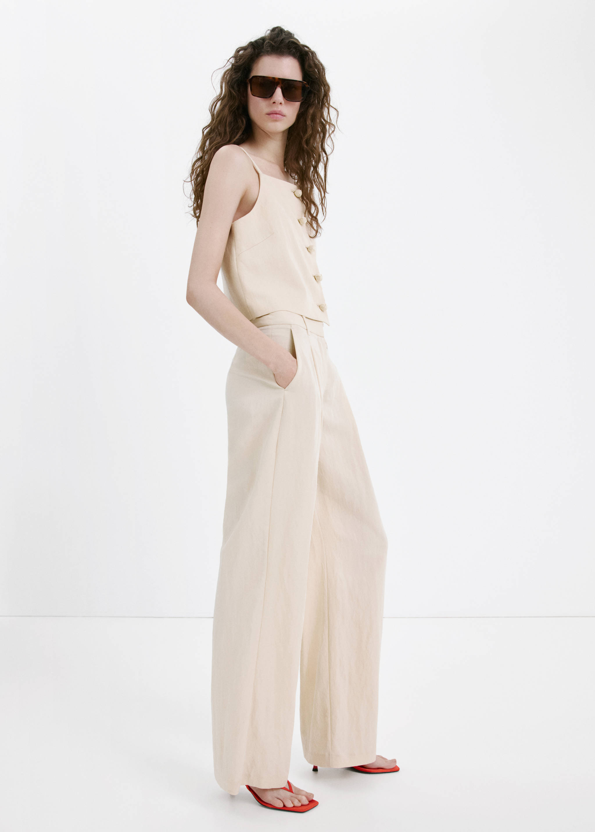 Mid-rise lyocell trousers - General plane