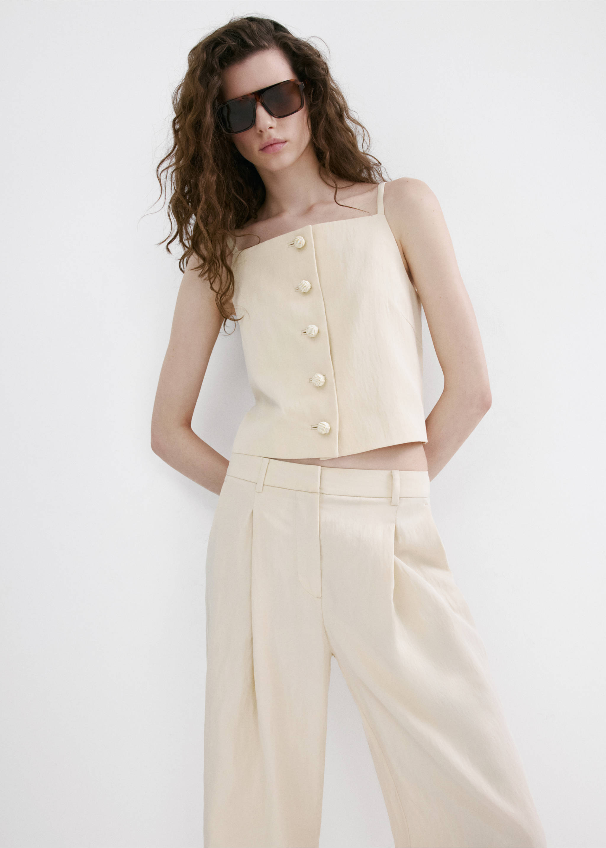 Mid-rise lyocell trousers - Medium plane, Light/Pastel Grey. Ref: 27029064-00.