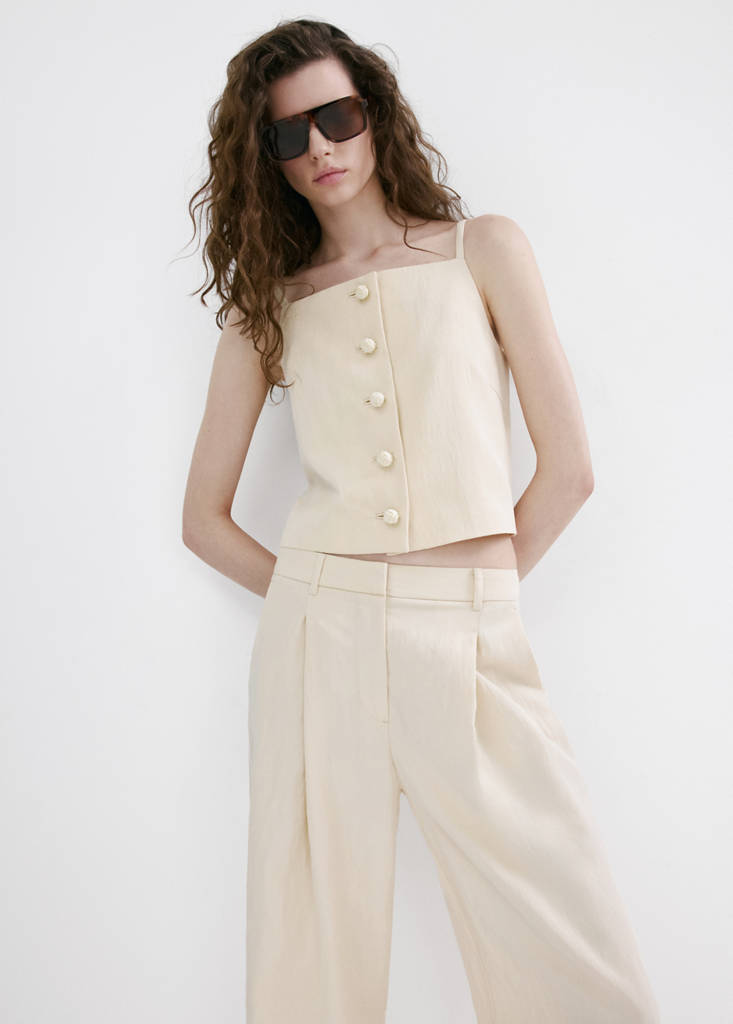 Mid-rise lyocell pants