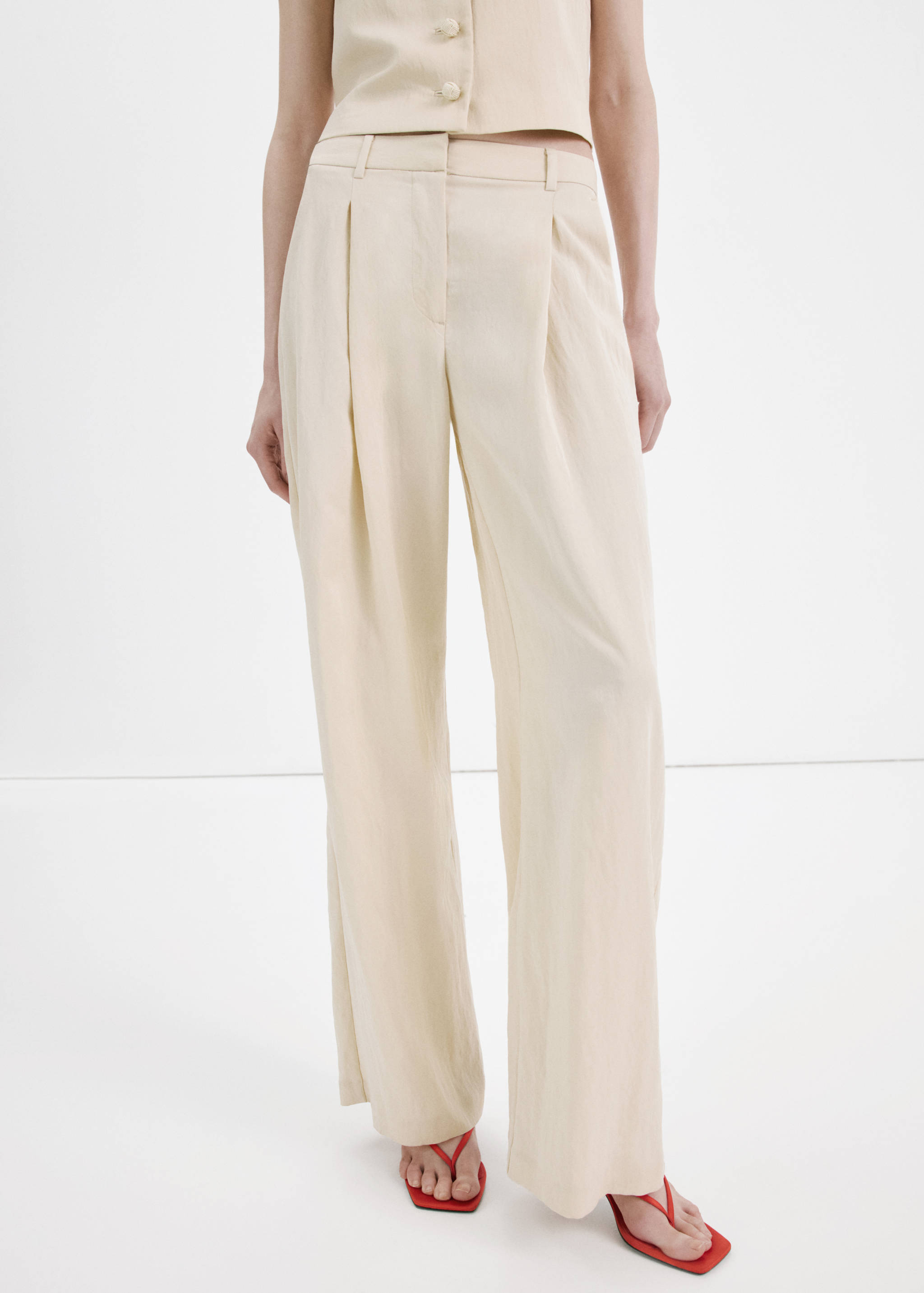 Mid-rise lyocell trousers - Details of the article 1