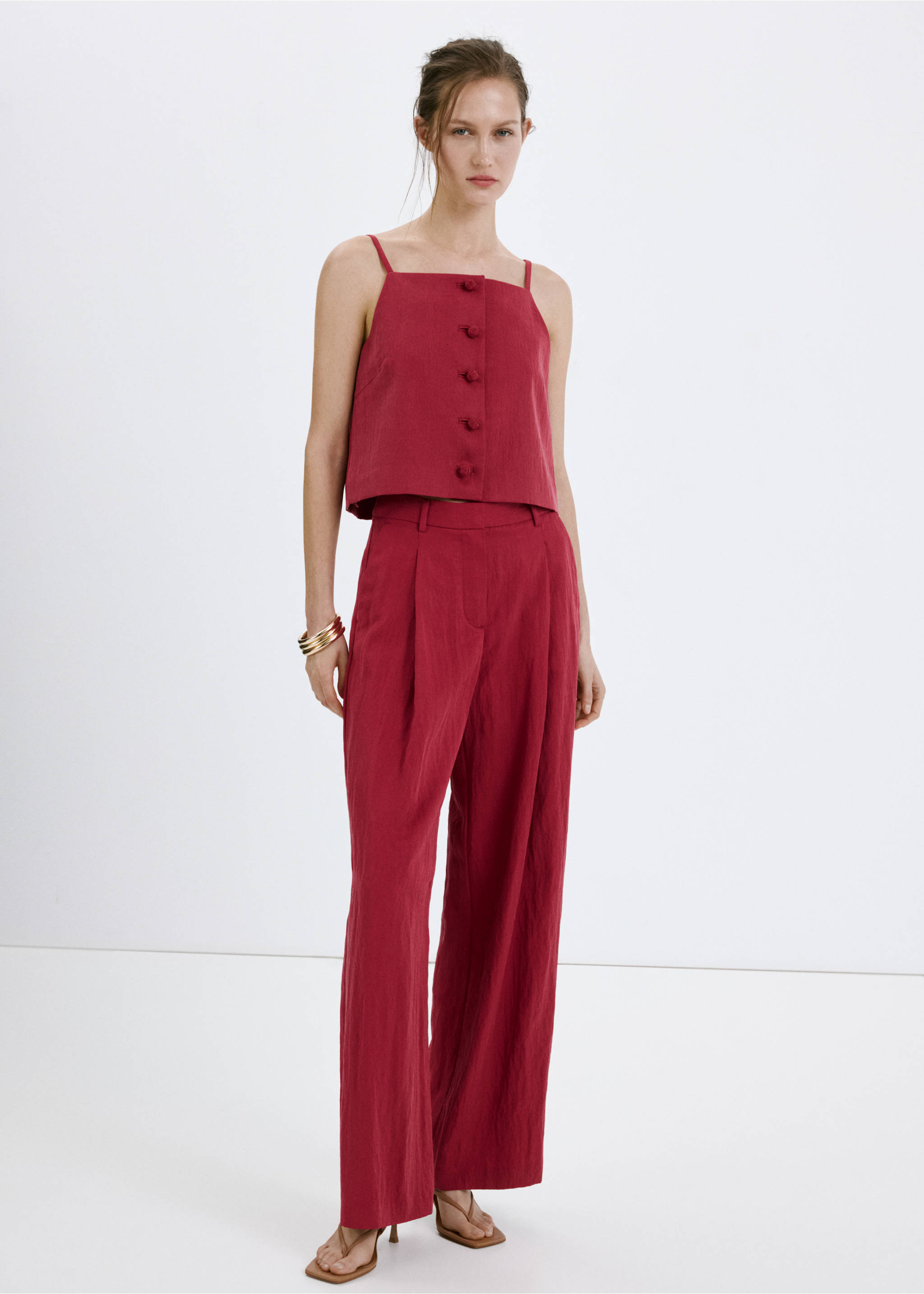 Mid-rise lyocell trousers - General plane, Red. Ref: 27029064-00.
