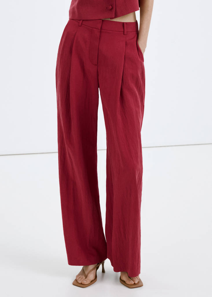 Mid-rise lyocell trousers — Red