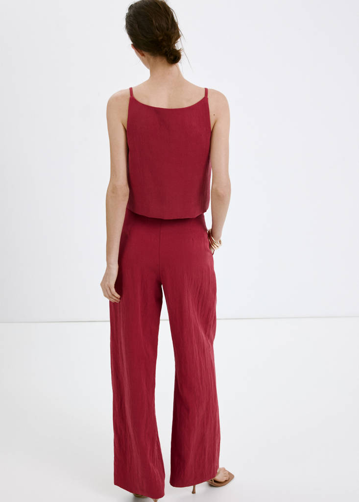 Mid-rise lyocell trousers — Red