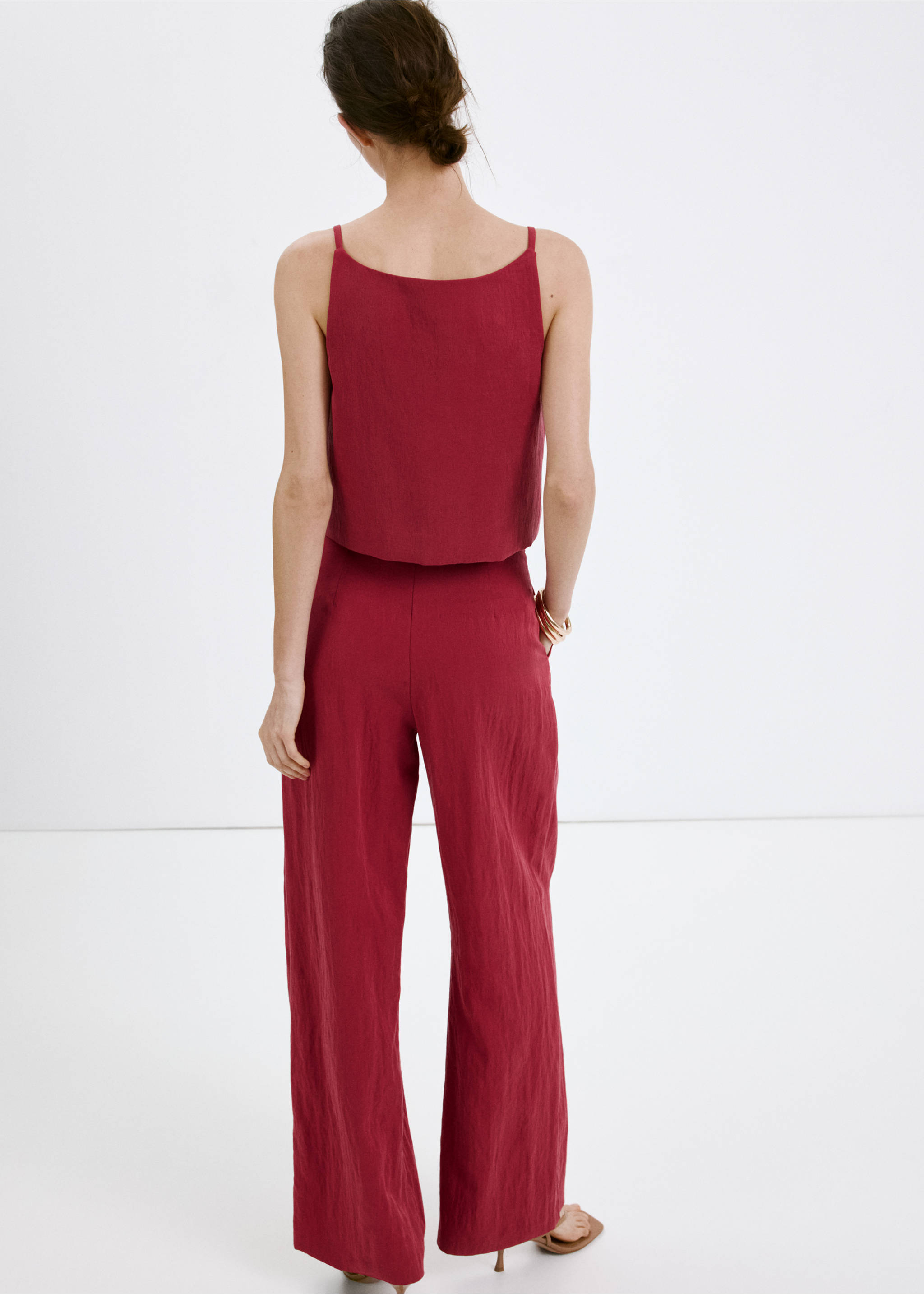Mid-rise lyocell trousers - Reverse of the article, Red. Ref: 27029064-00.