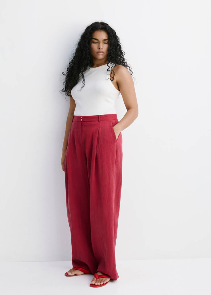 Mid-rise lyocell trousers — Red