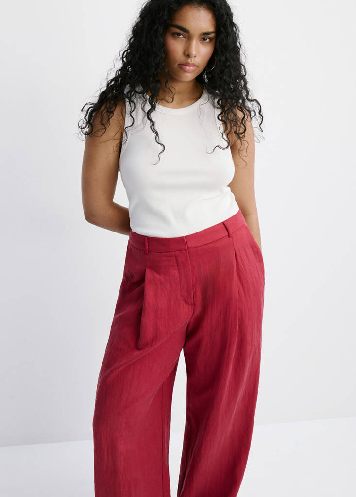Mid-rise lyocell trousers — Red