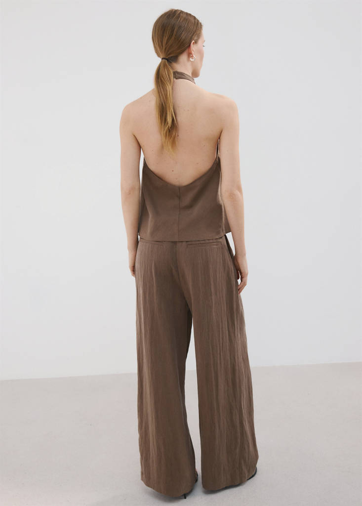 Straight lyocell trousers — Brown