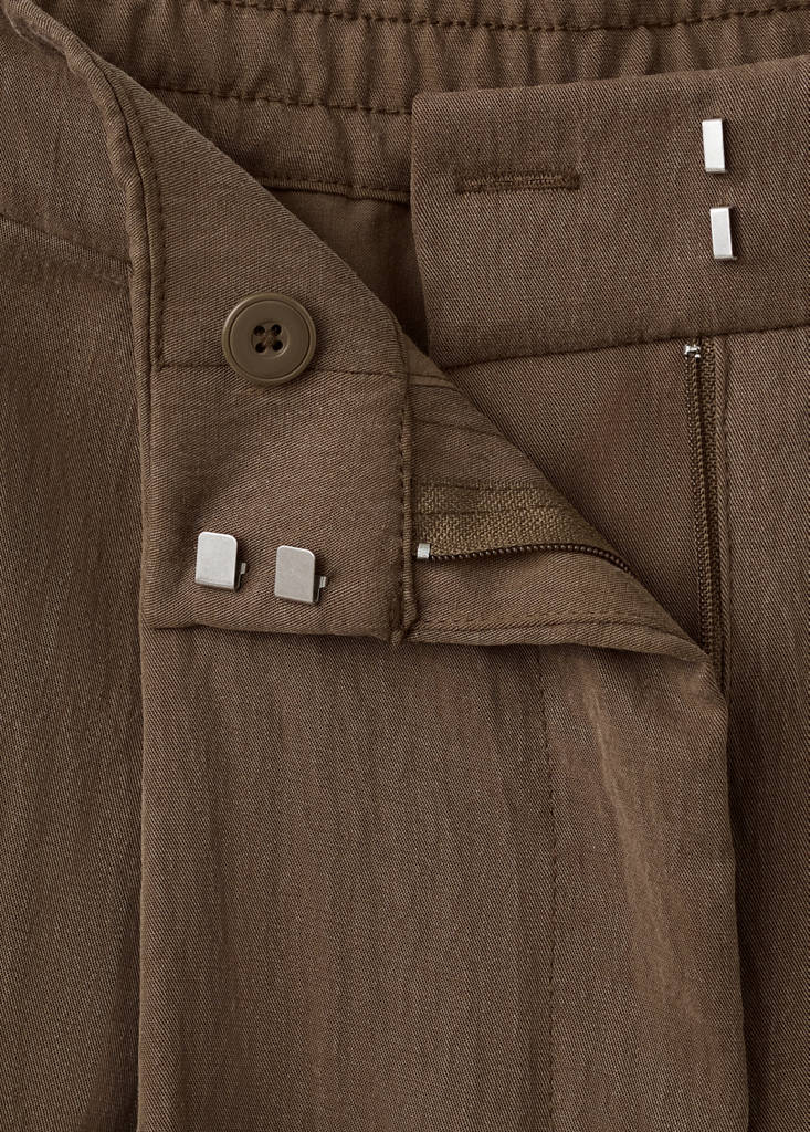 Straight lyocell trousers — Brown