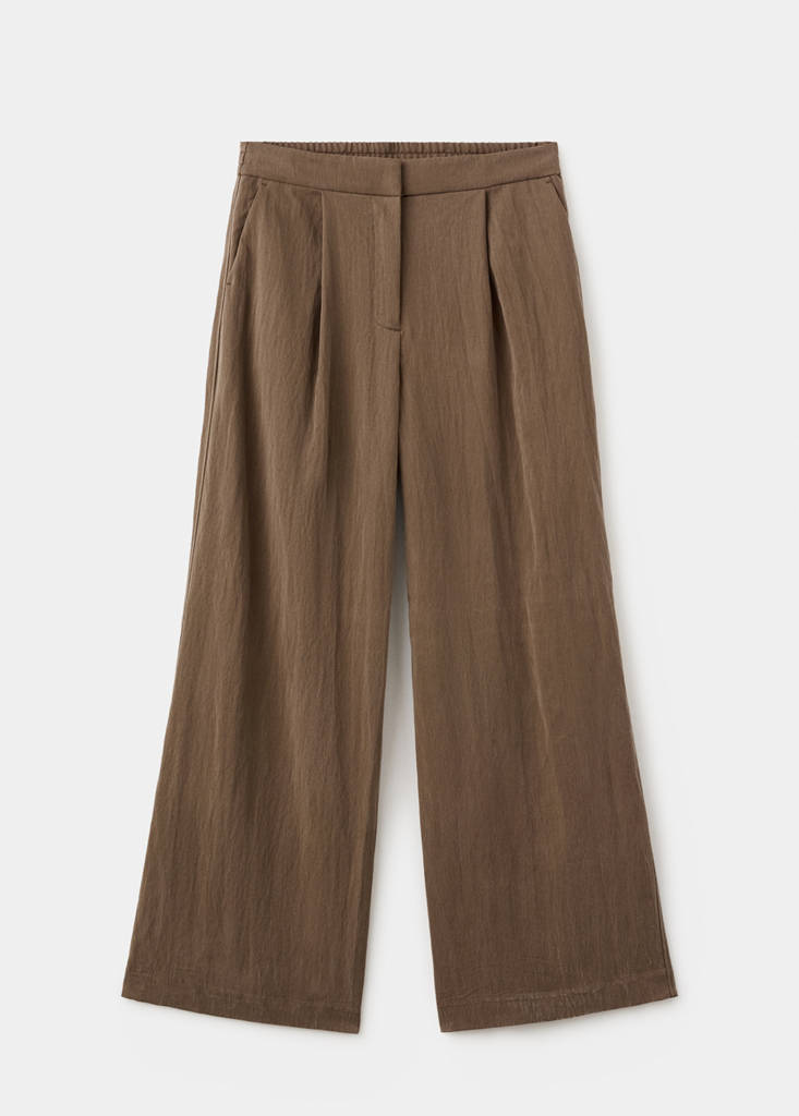 Straight lyocell trousers — Brown