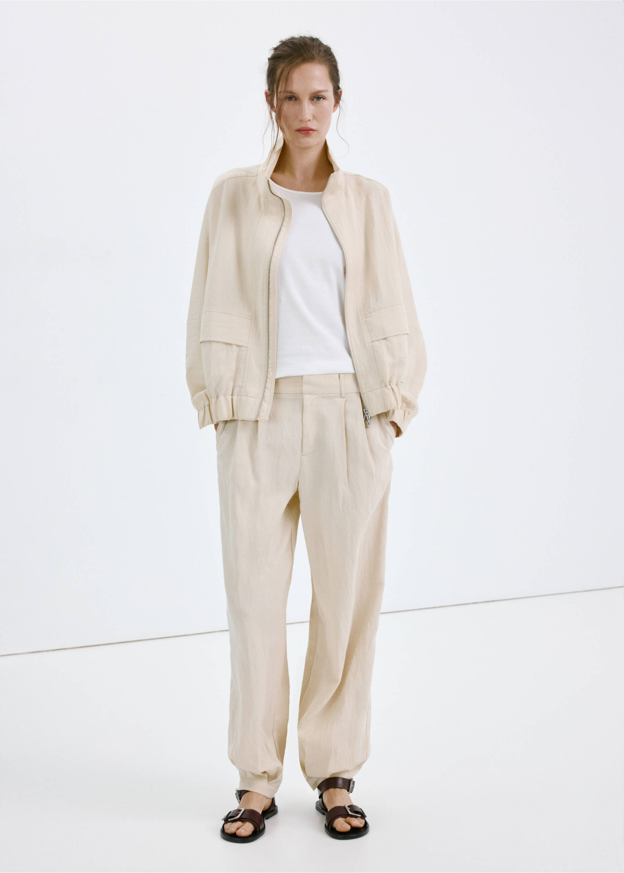 Lyocell harem trousers - General plane, Light/Pastel Grey. Ref: 27029066-00.