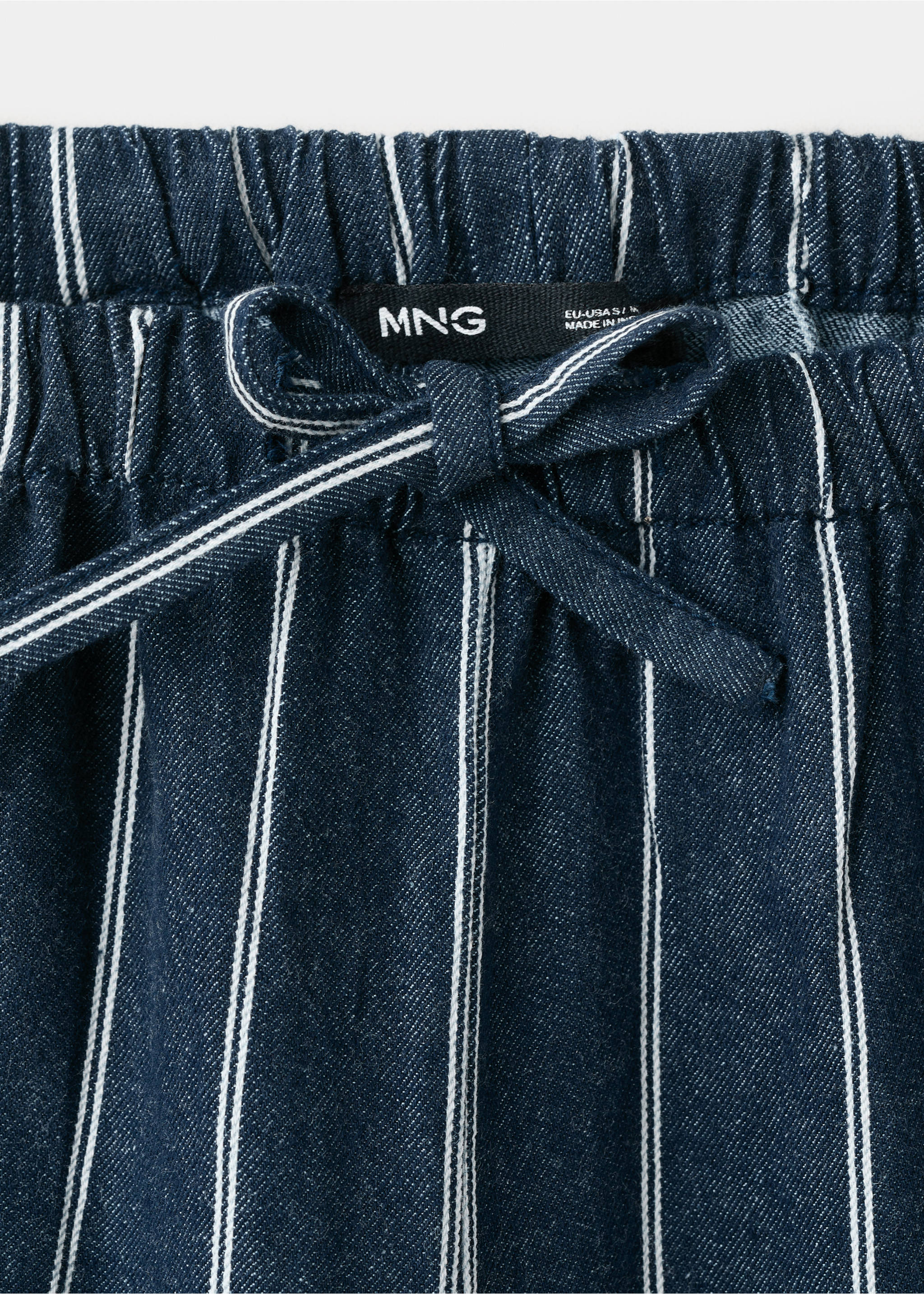Turn-up hem striped trousers - Details of the article 8, Open Blue. Ref: 27029067-00.