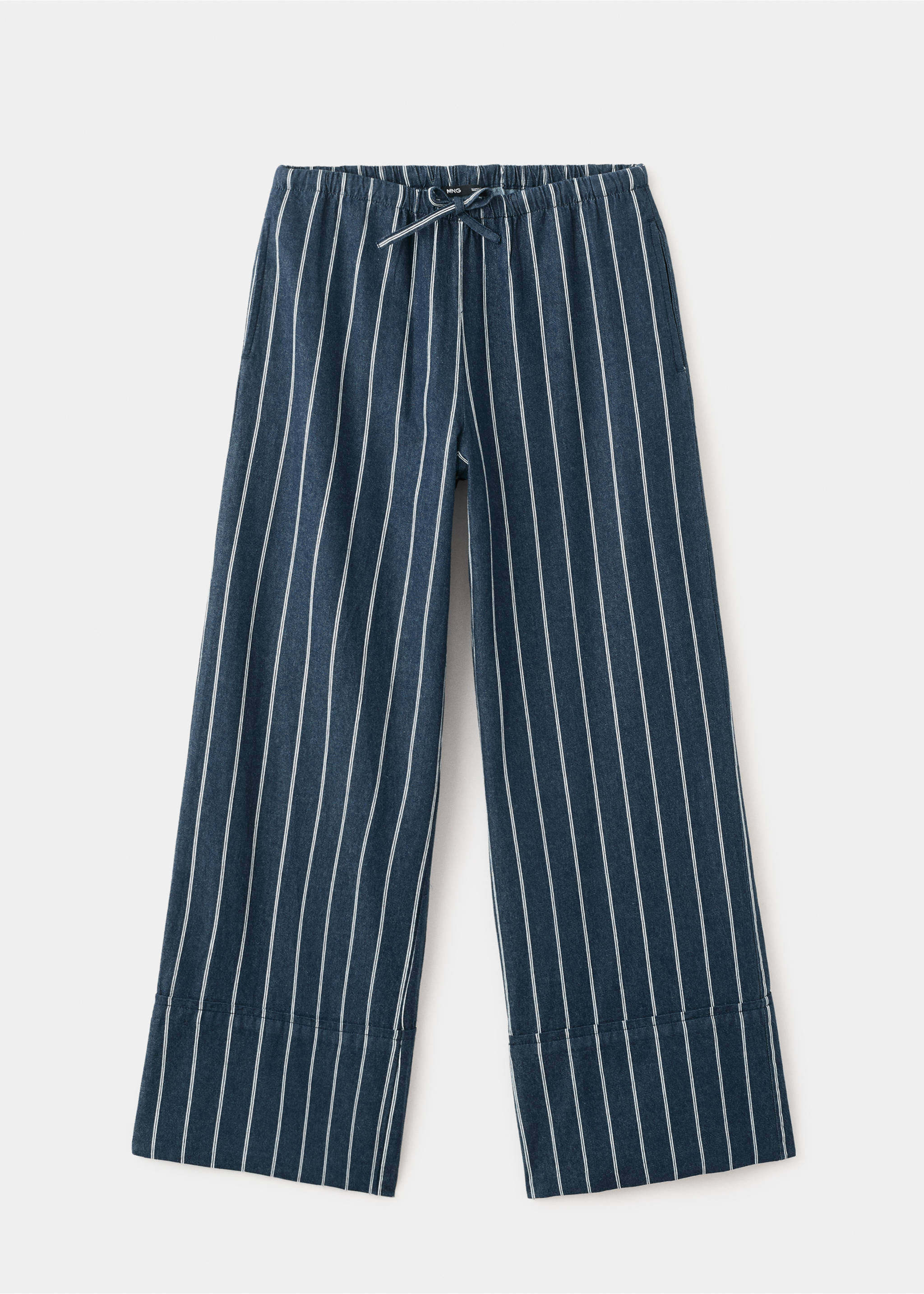 Turn-up hem striped trousers - Article without model, Open Blue. Ref: 27029067-00.