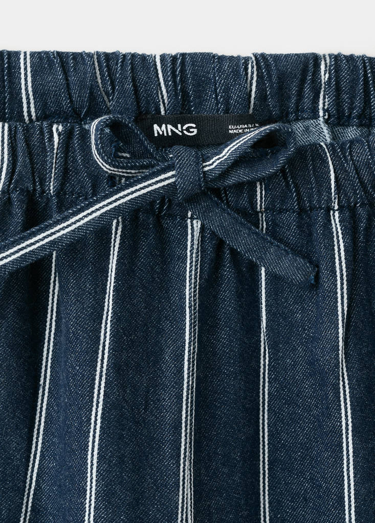 Turn-up hem striped trousers — Open Blue