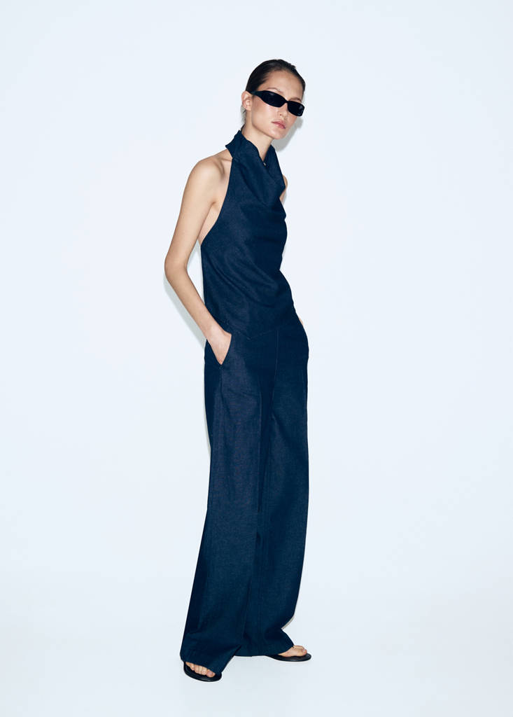 High-waisted denim trousers — Open Blue