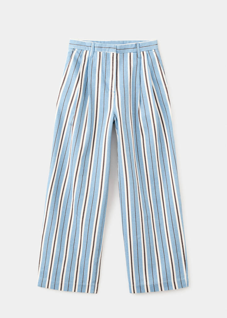 Wide leg striped jeans — Sky Blue