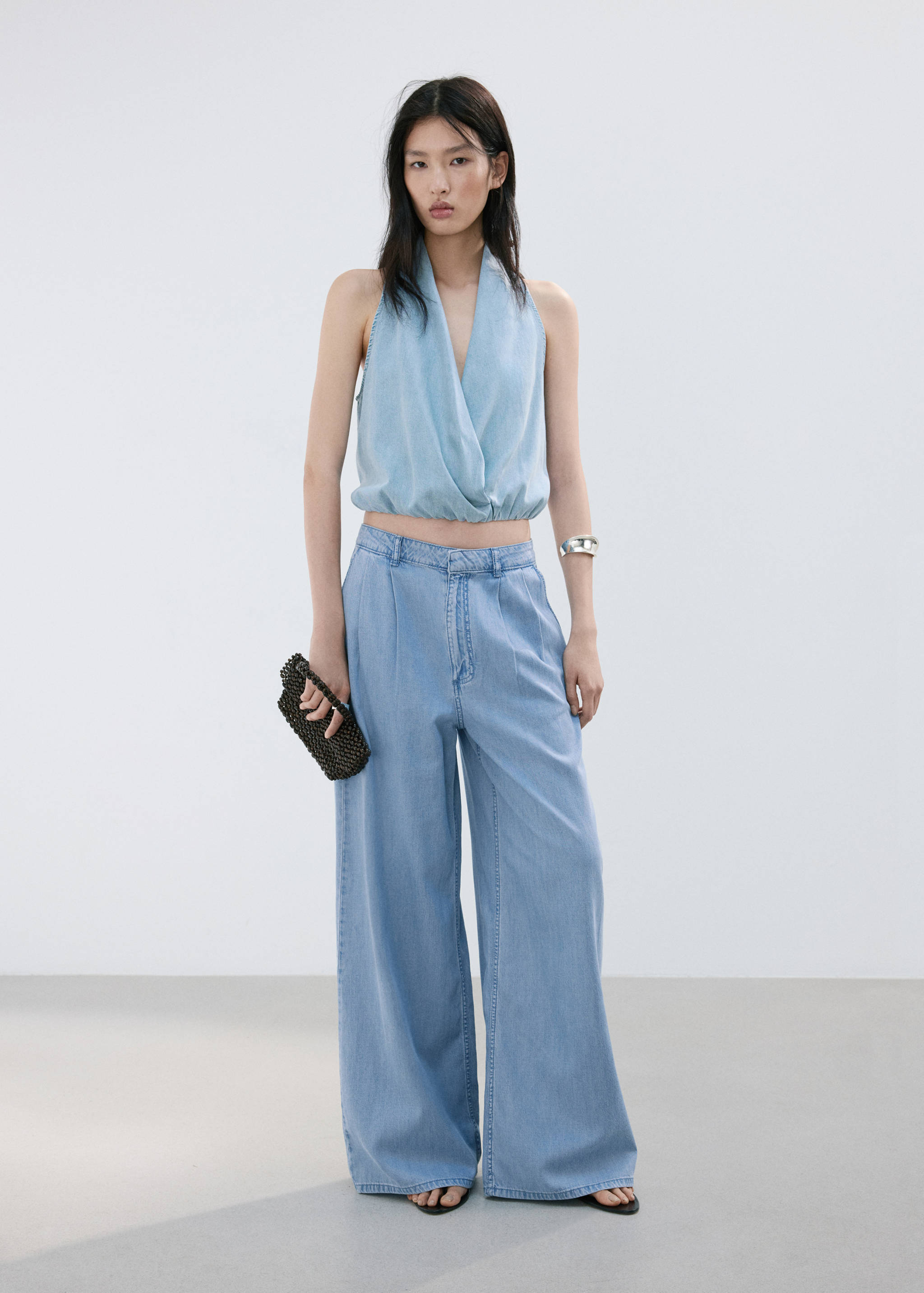 Wideleg lyocell trousers - General plane