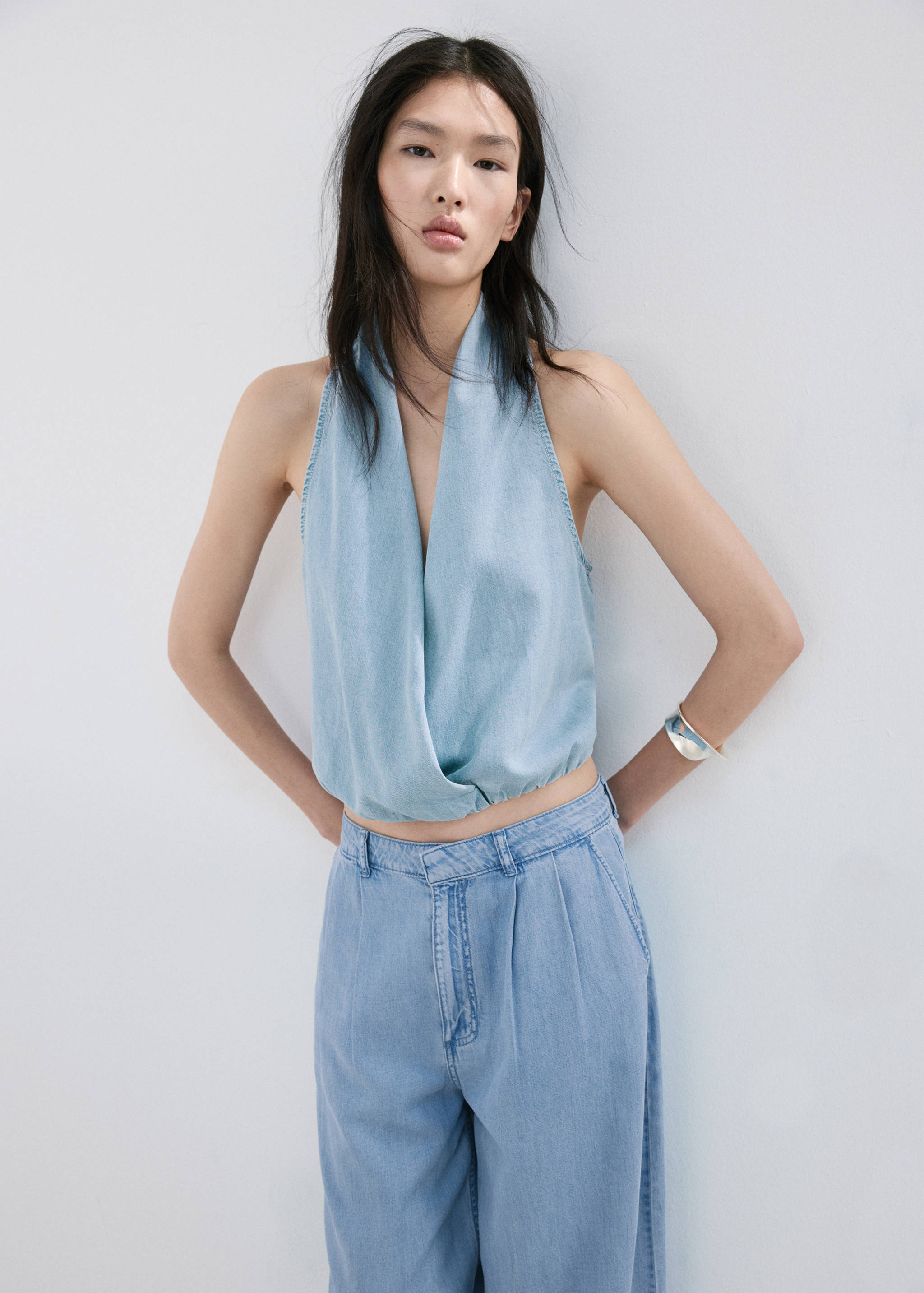 Wideleg lyocell trousers - Medium plane