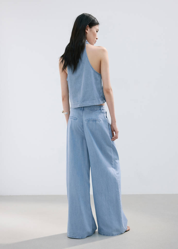 Wideleg lyocell trousers — Light Blue