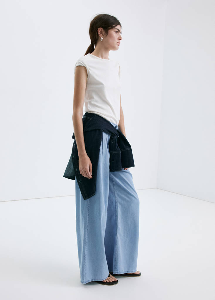 Wideleg lyocell trousers — Light Blue