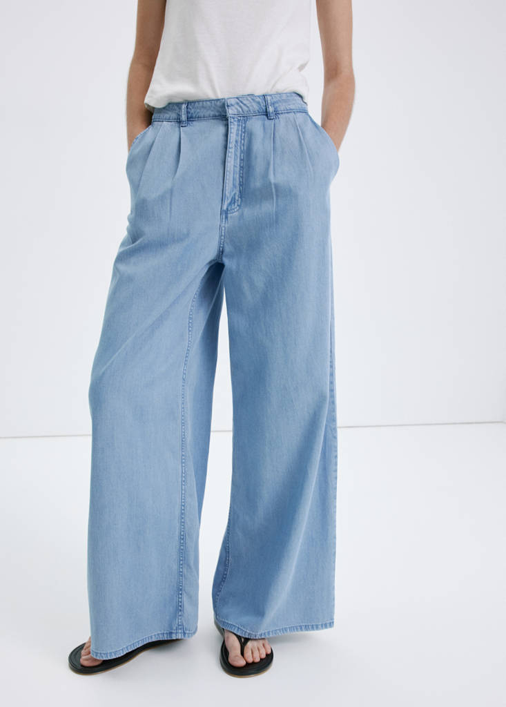Wideleg lyocell trousers — Light Blue