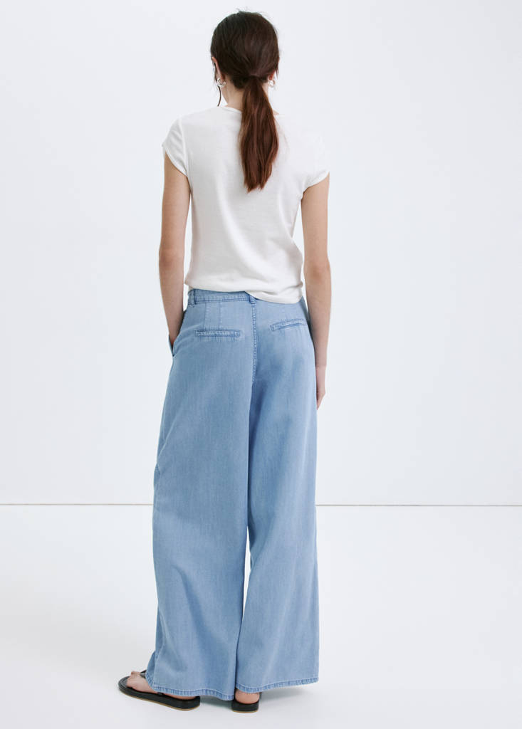 Wideleg lyocell trousers — Light Blue