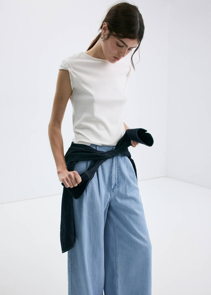 Wideleg lyocell trousers — Light Blue