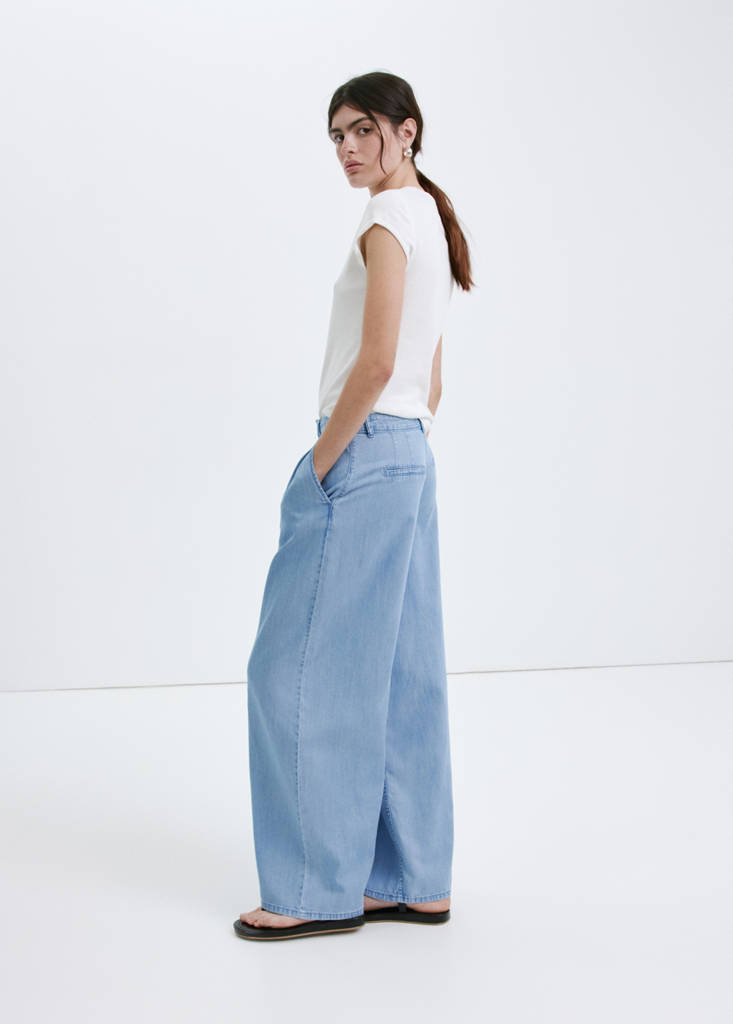 Wideleg lyocell trousers — Light Blue