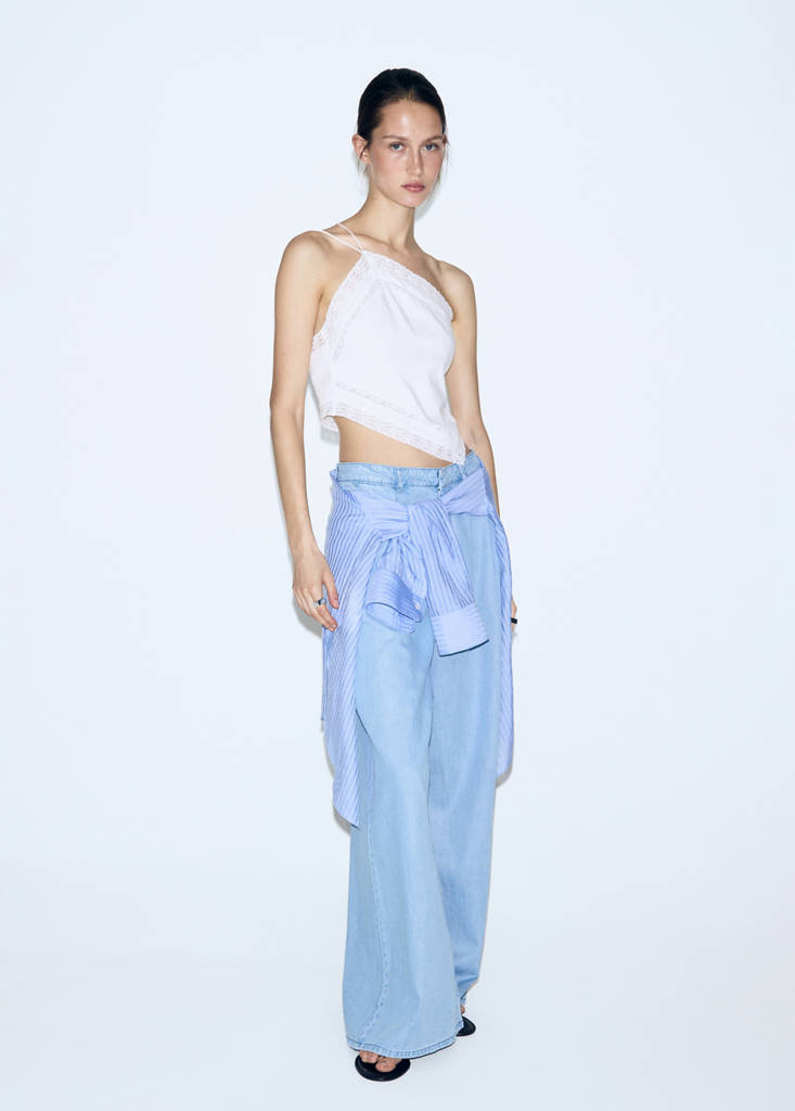 Wideleg lyocell trousers — Light Blue
