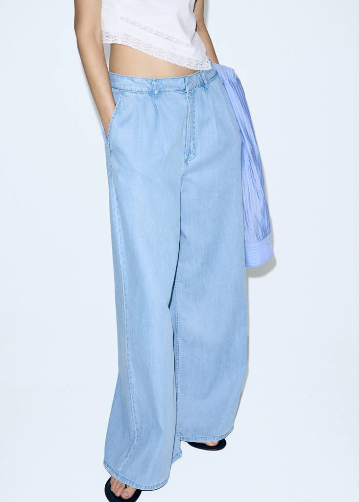 Wideleg lyocell trousers — Light Blue