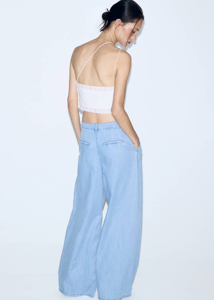 Wideleg lyocell trousers — Light Blue