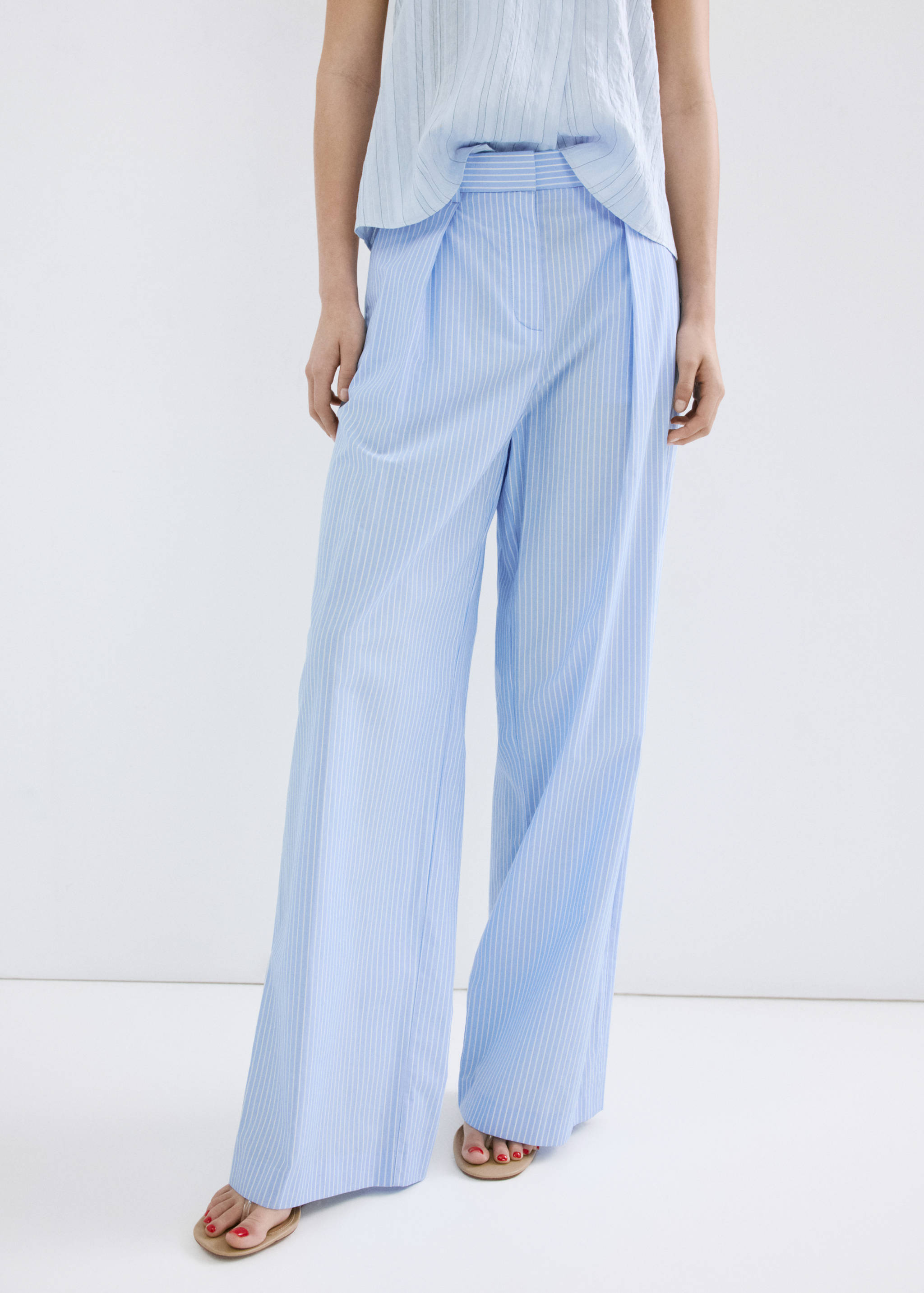 Pinstripe lyocell trousers - Medium plane