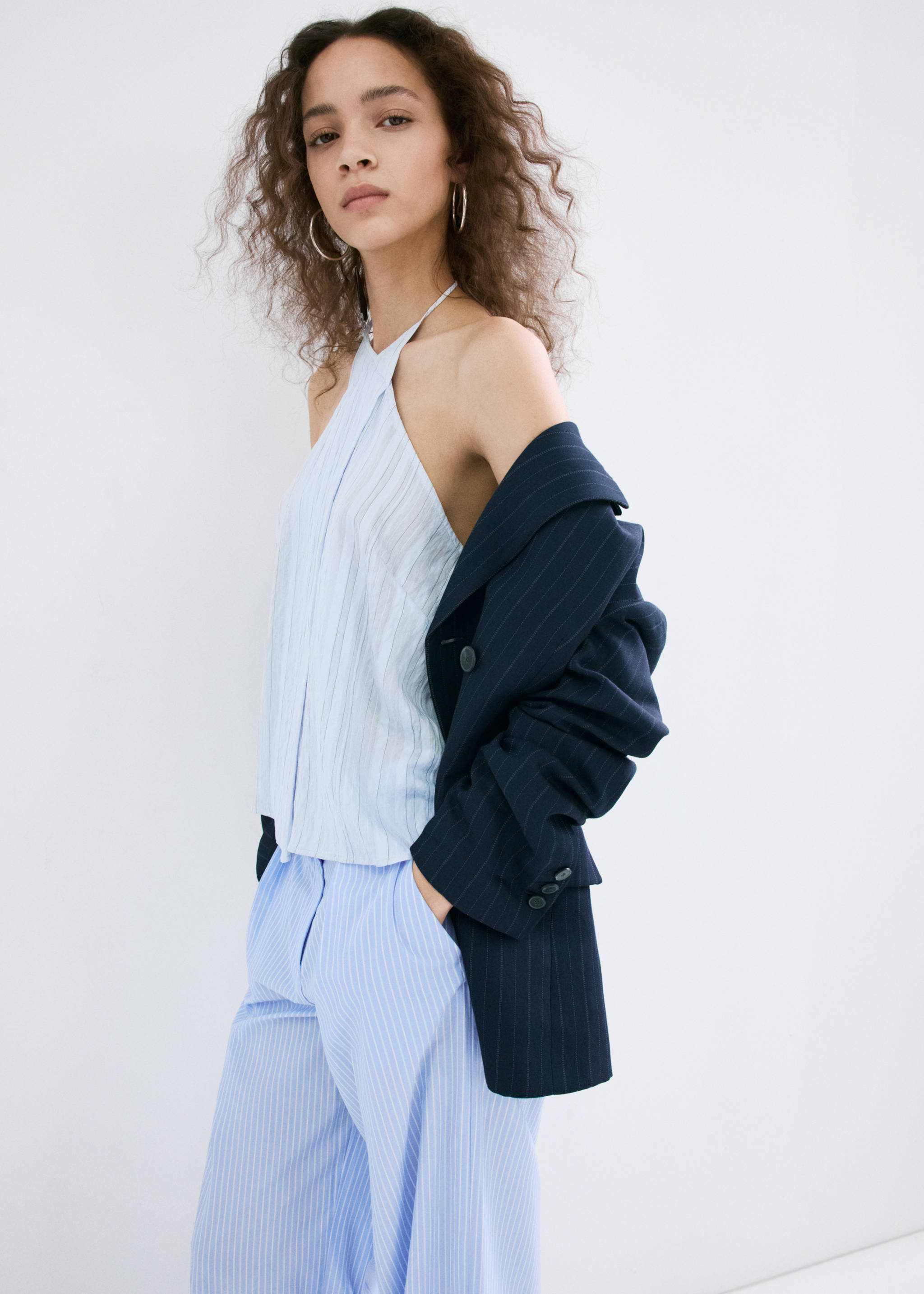 Pinstripe lyocell trousers - Details of the article 1