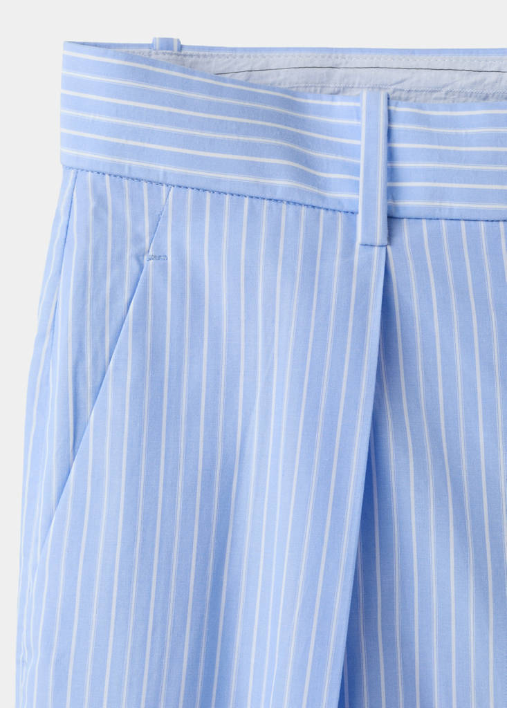 Pinstripe lyocell trousers — Blue