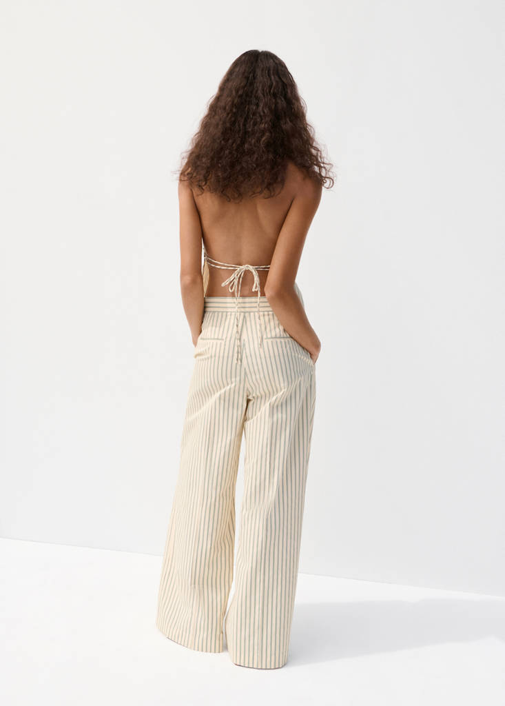 Pinstripe wide leg trousers — Yellow