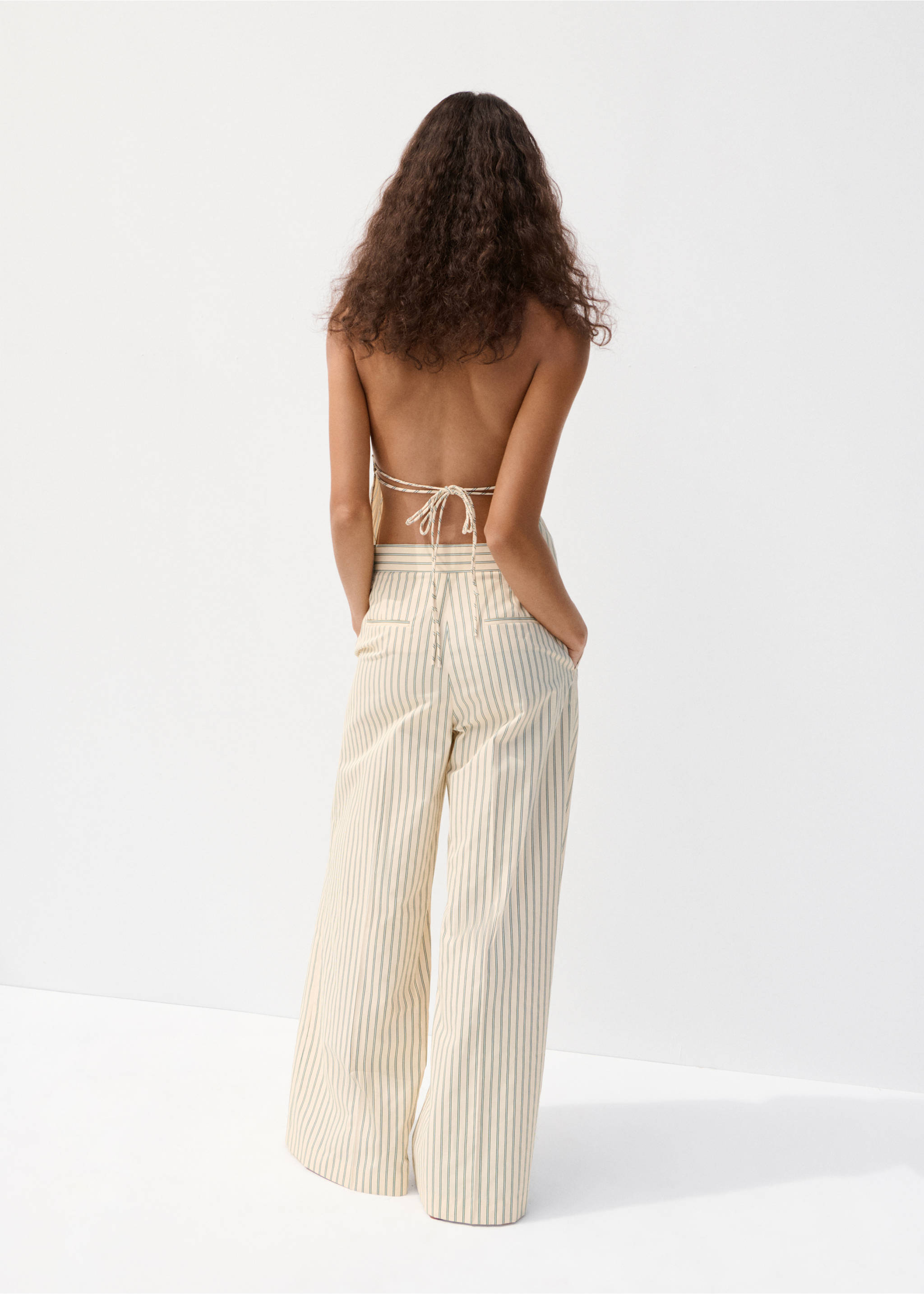 Pantalon de costume fines rayures - Verso de l’article, Jaune. Ref: 27029073-00.