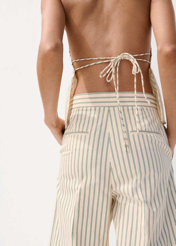 Pinstripe wide leg trousers — Yellow