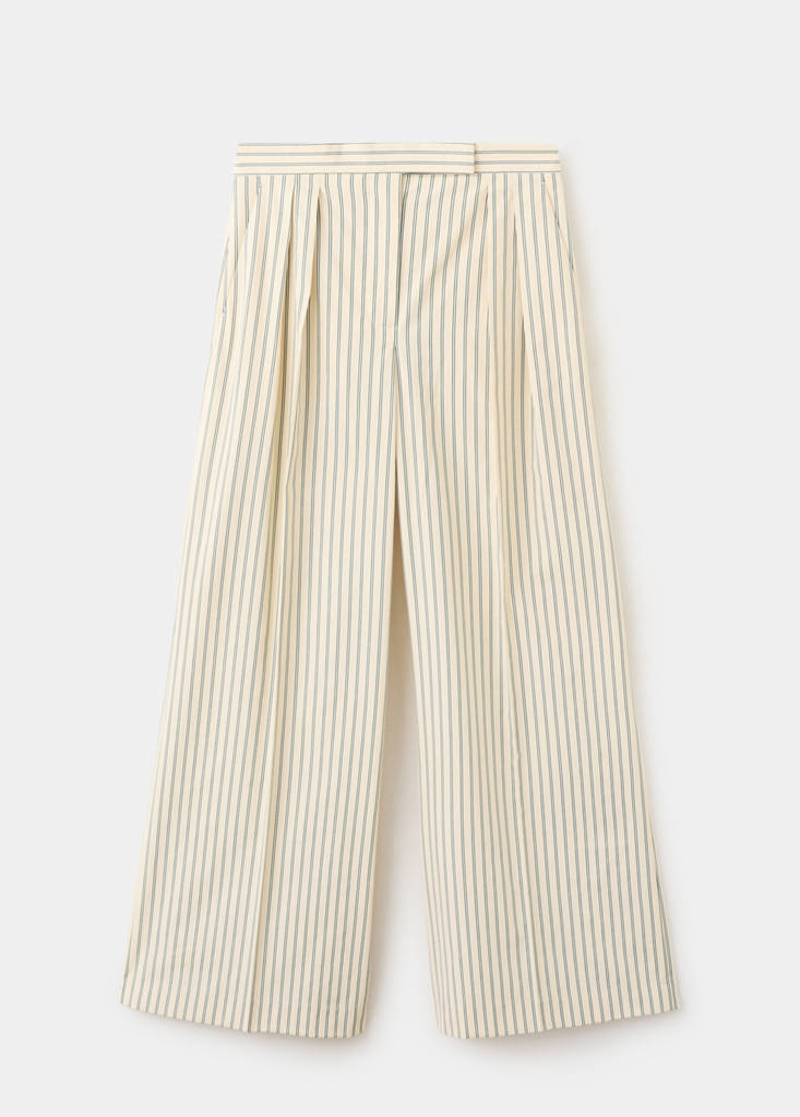 Pinstripe wide leg trousers — Yellow