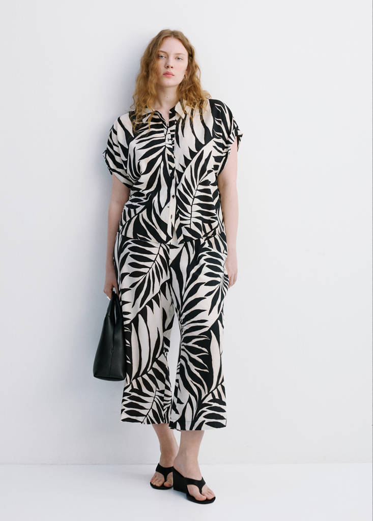 Tropical print trousers — Ecru