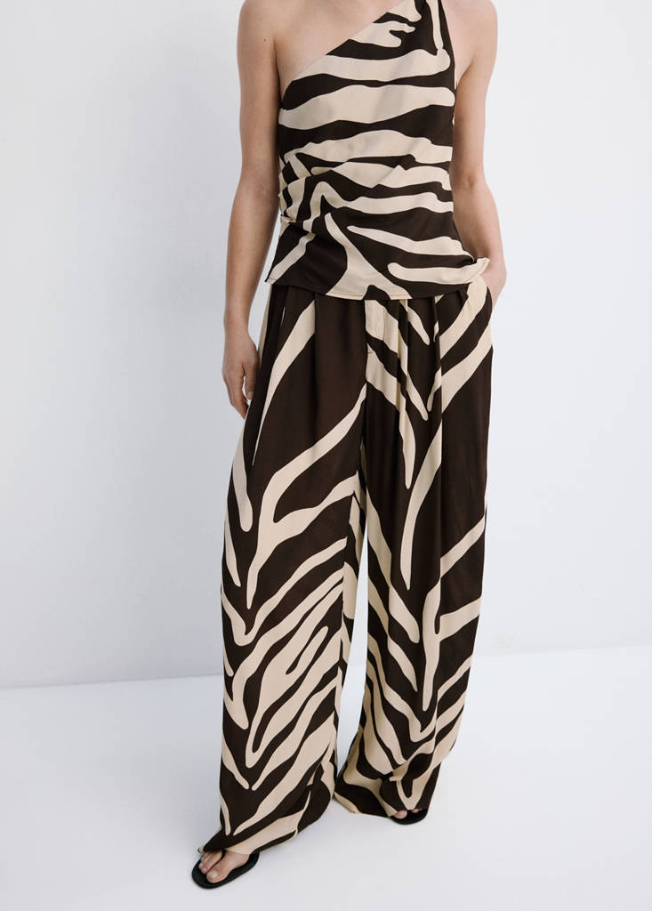 Flowy printed trousers — Brown