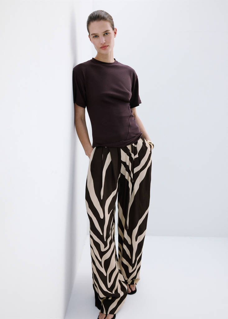 Flowy printed trousers — Brown