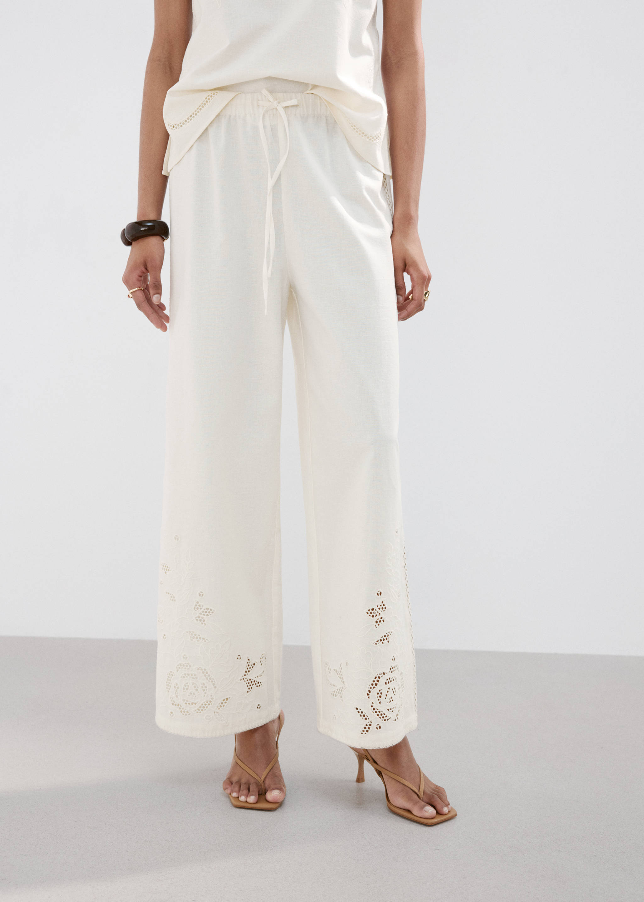 Embroidered cut-out palazzo trousers - Details of the article 6