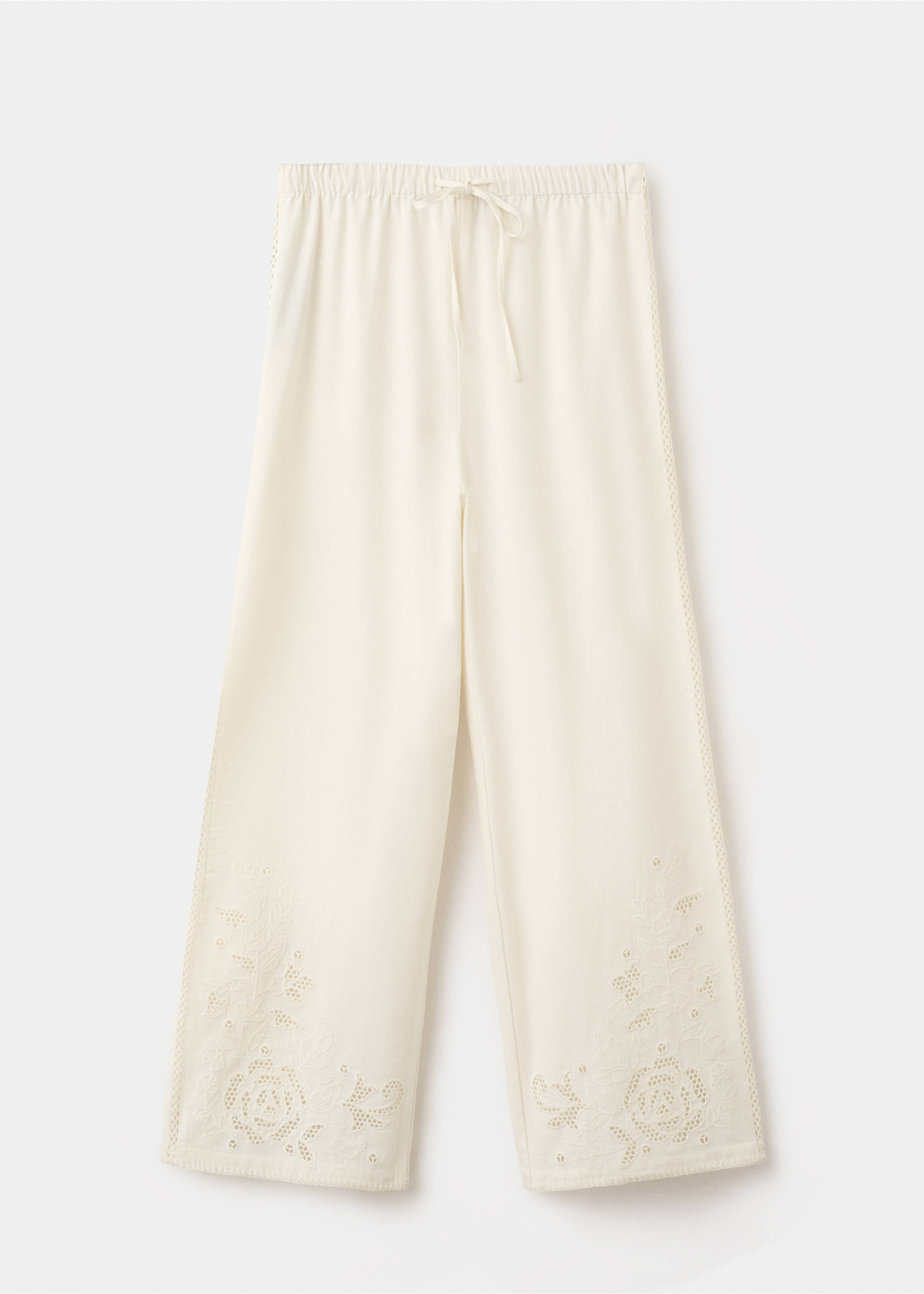Embroidered cut-out palazzo trousers - Article without model, Off White. Ref: 27029076-00.