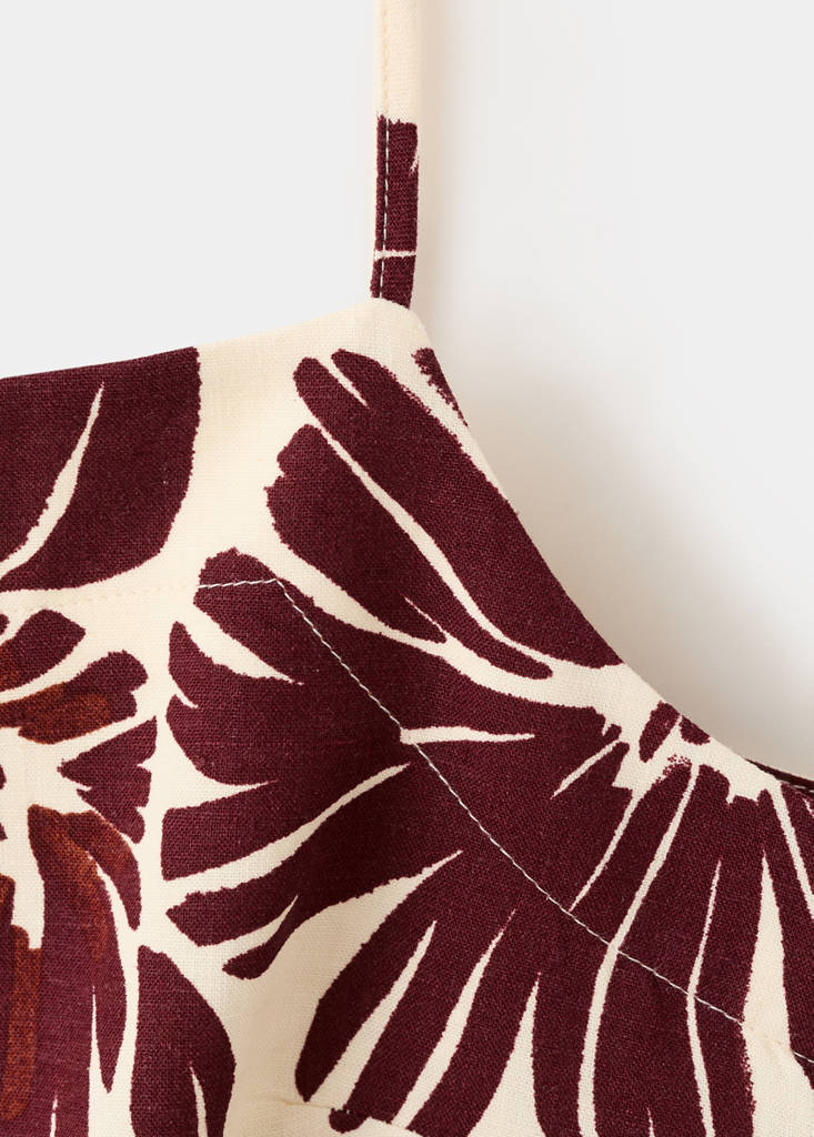 Floral print spaghetti strap top — Ecru