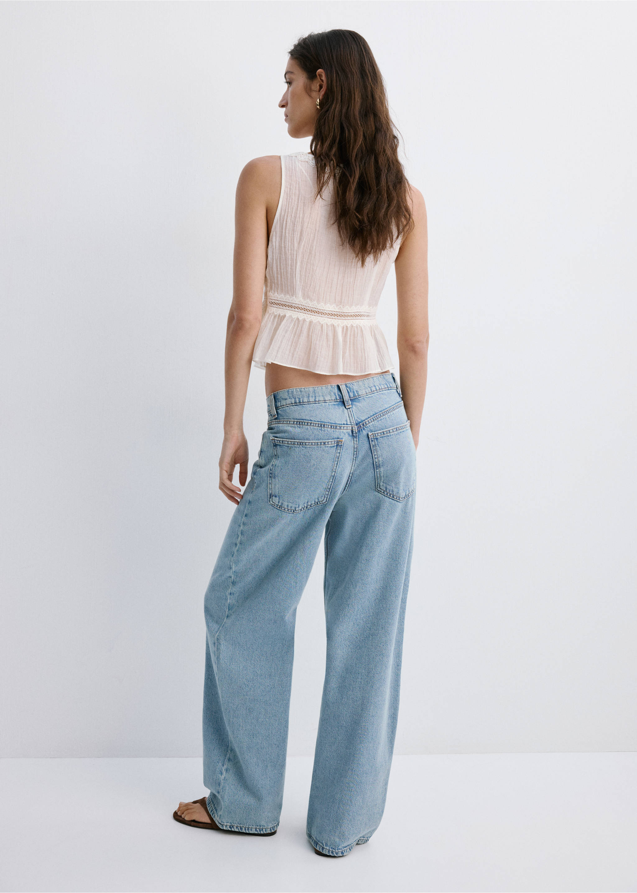 Lyocell top with contrasting trim - Reverse of the article, Ecru. Ref: 27029078-00.