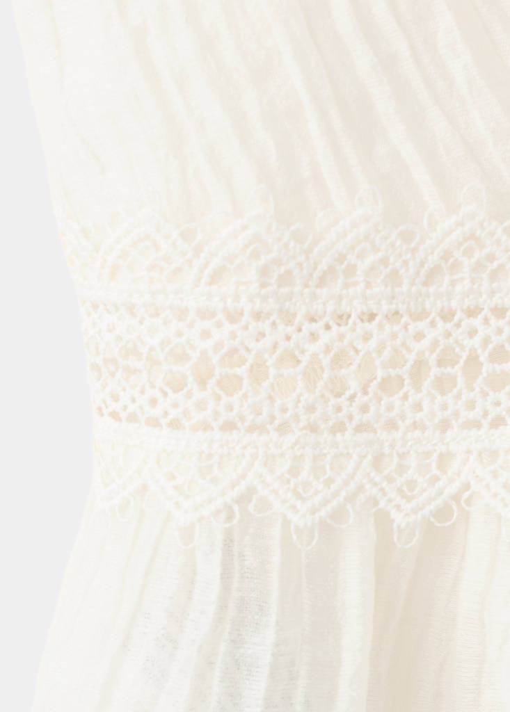 Lyocell top with contrasting trim — Ecru