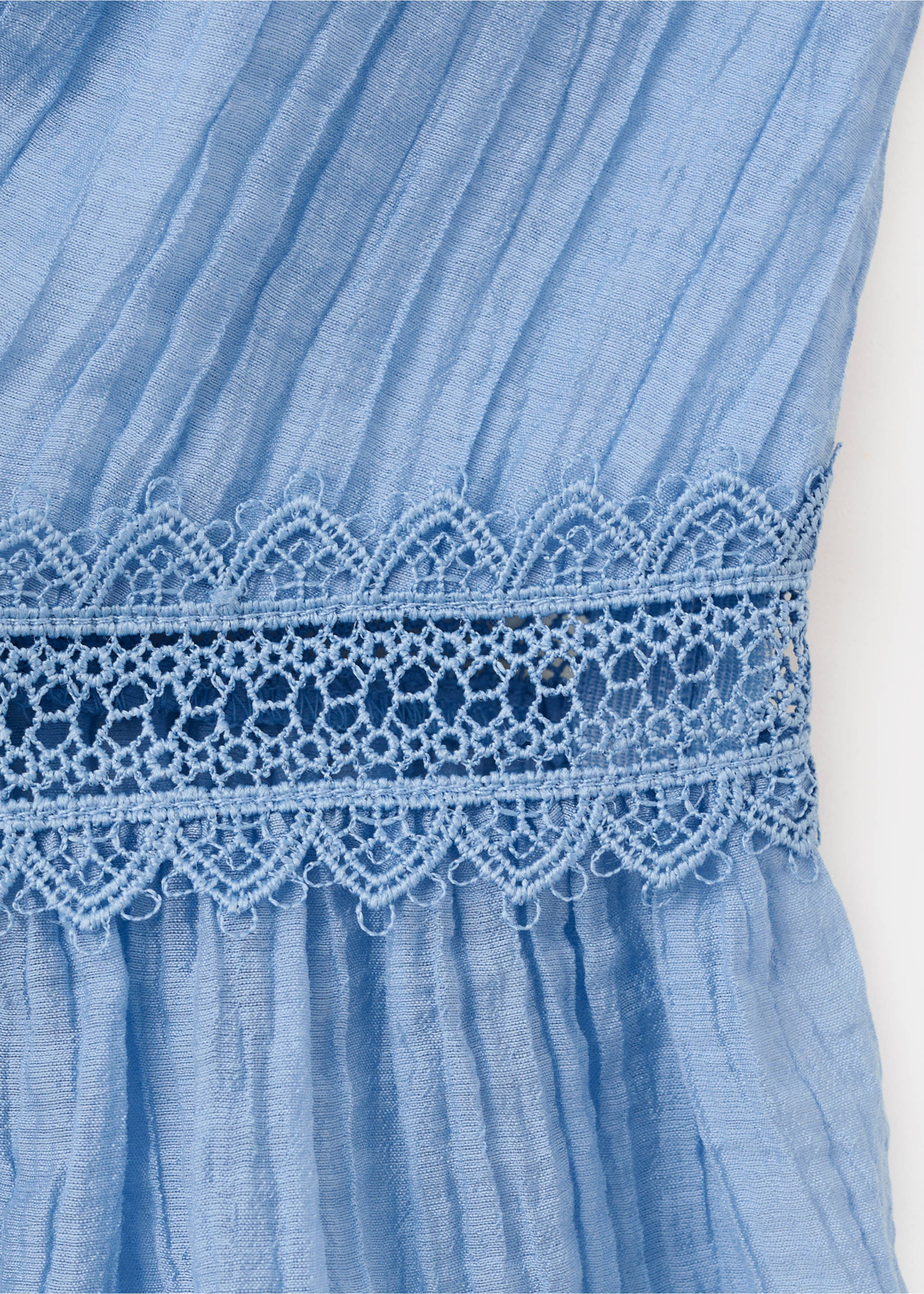 Lyocell top with contrasting trim - Details of the article 8, Sky Blue. Ref: 27029078-00.