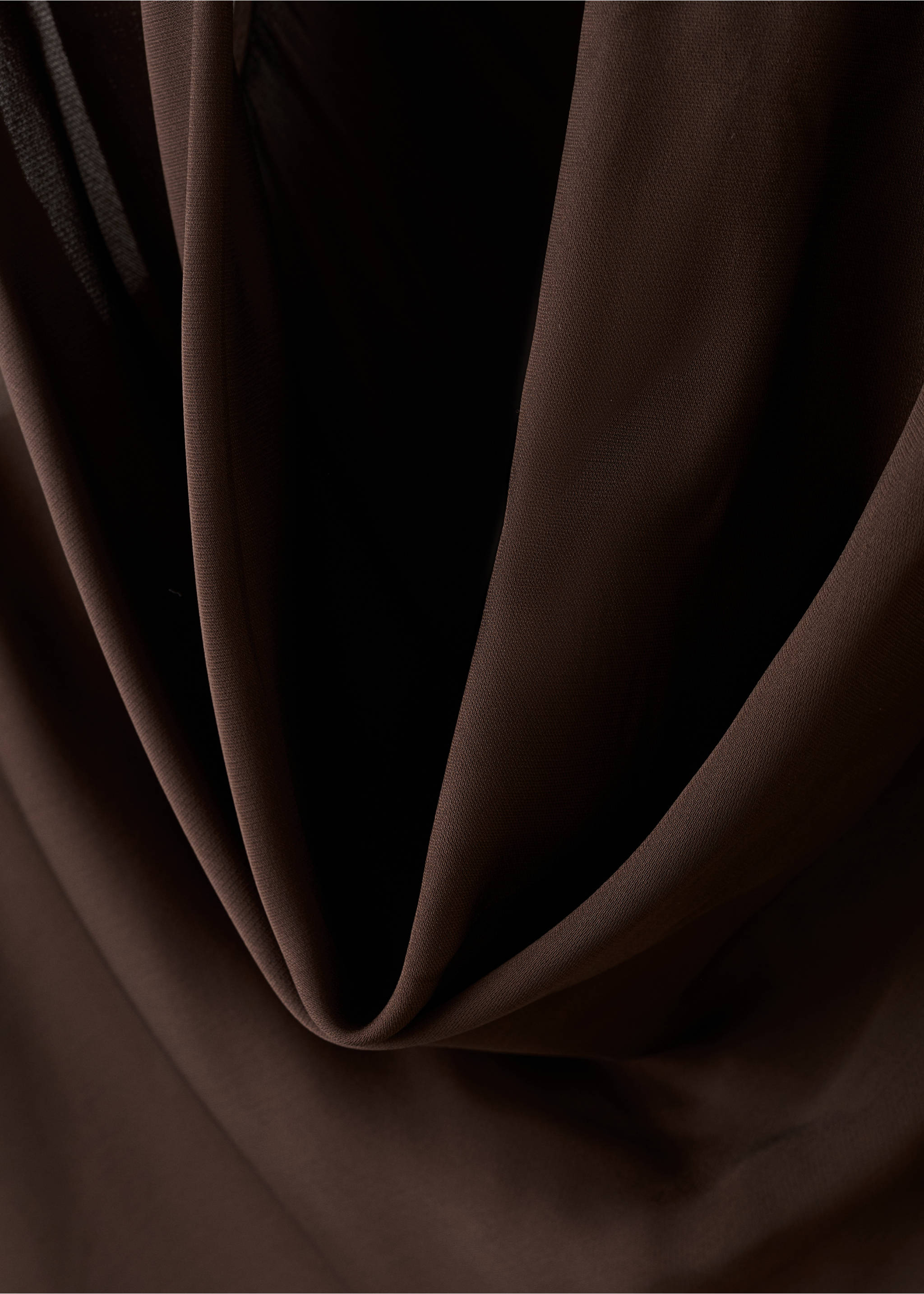 Draped neck scarf top - Details of the article 8, Brown. Ref: 27029079-00.